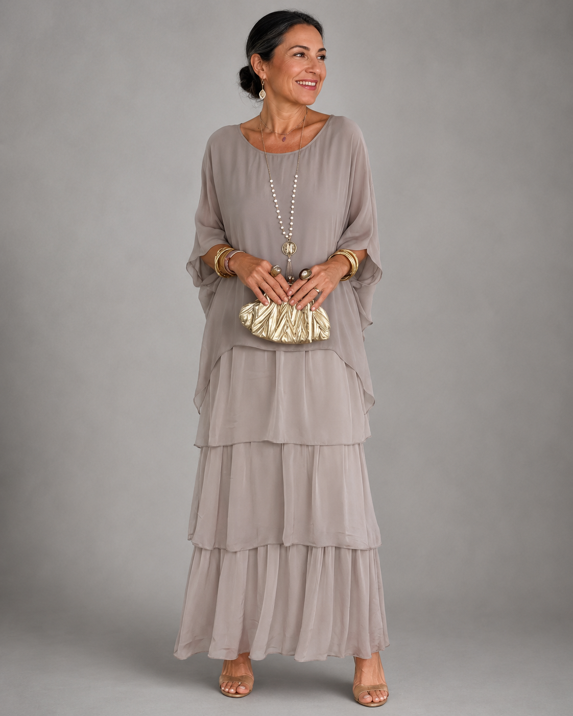 Charlotte | Elegante maxi-jurk met gelaagde, vloeiende pasvorm