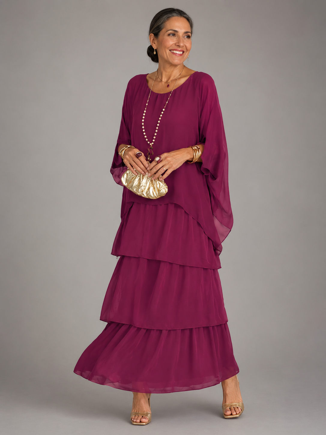 Charlotte | Elegante maxi-jurk met gelaagde, vloeiende pasvorm
