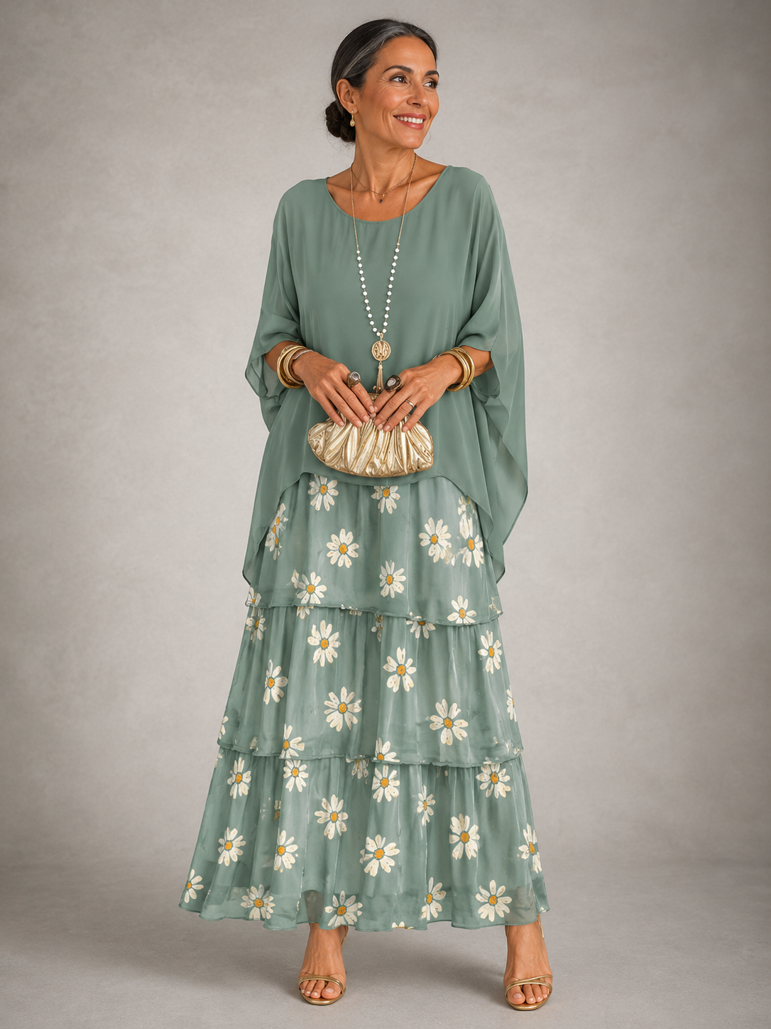 Charlotte | Elegante maxi-jurk met gelaagde, vloeiende pasvorm