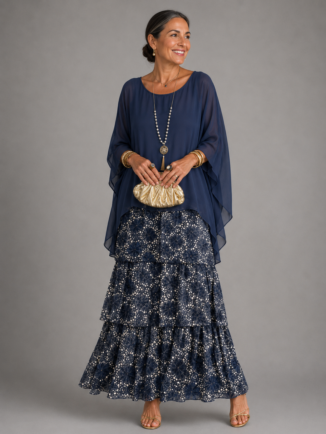 Charlotte | Elegante maxi-jurk met gelaagde, vloeiende pasvorm