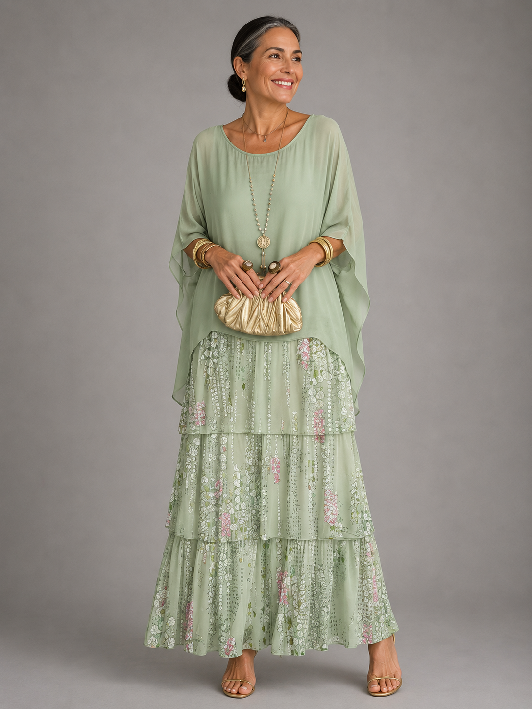 Charlotte | Elegante maxi-jurk met gelaagde, vloeiende pasvorm