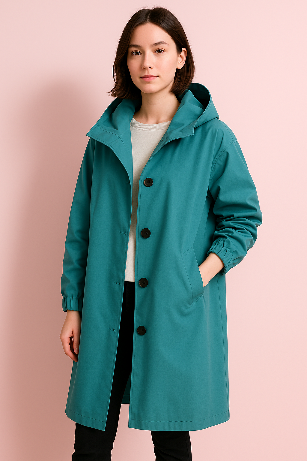 Lange dames trenchcoat met capuchon – Liva