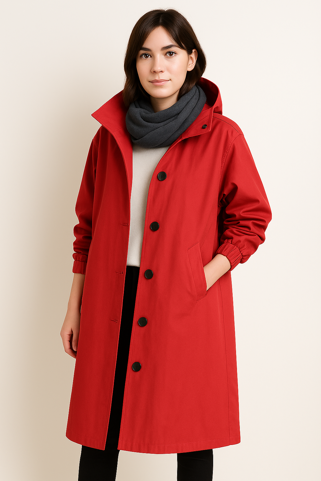 Lange dames trenchcoat met capuchon – Liva
