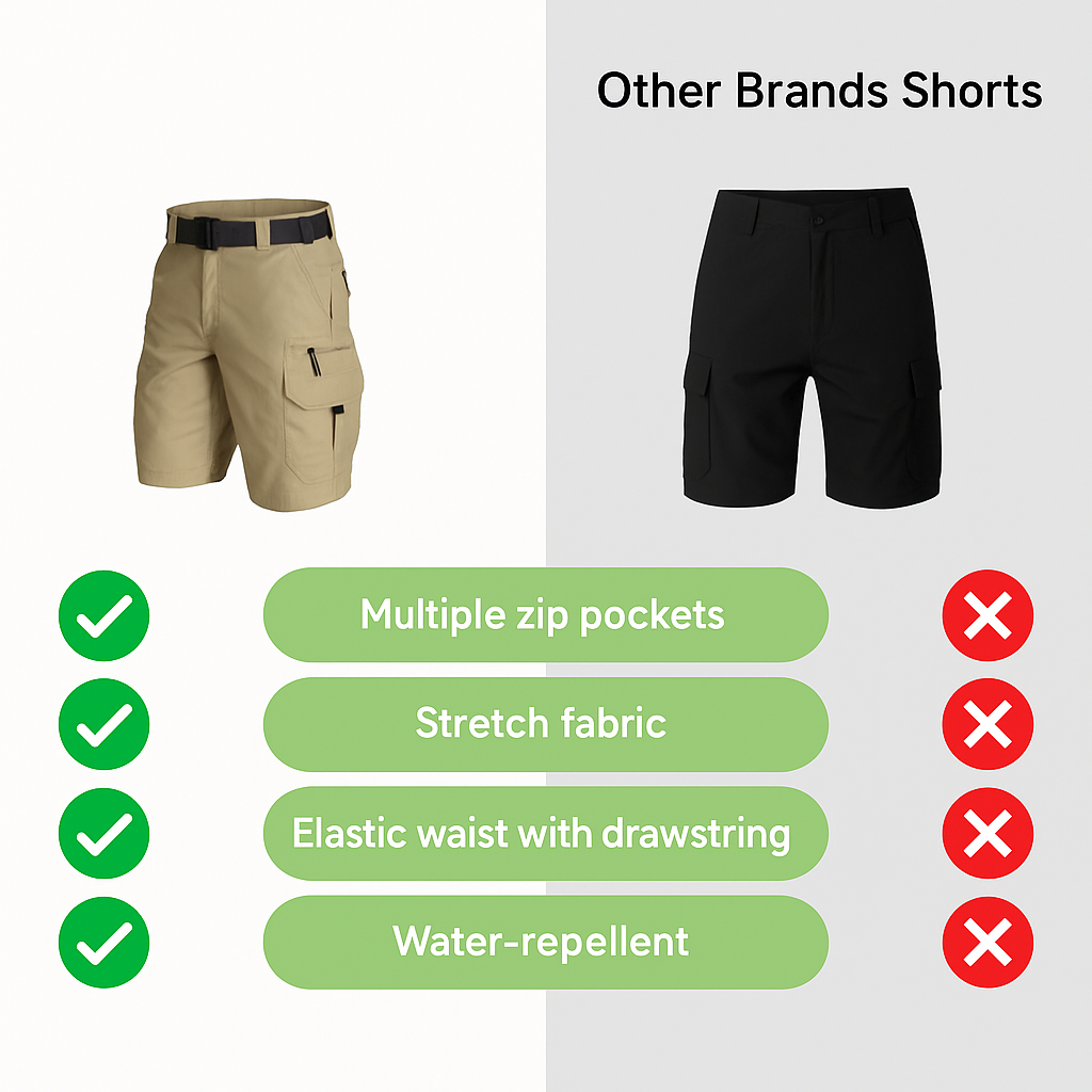 Heren outdoor shorts met 6 ritszakken