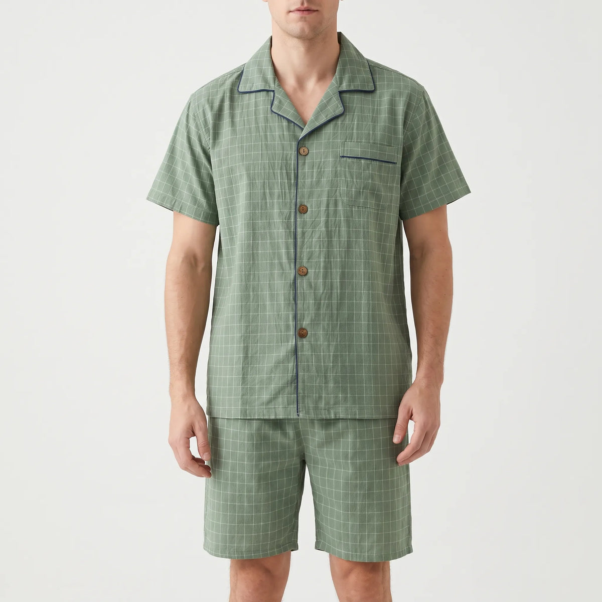 Geruit heren pyjama-shortset