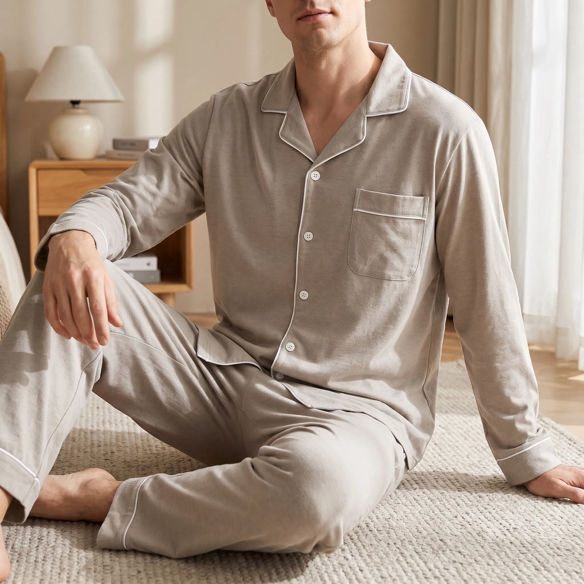Pyjama-set voor heren met knoopsluiting