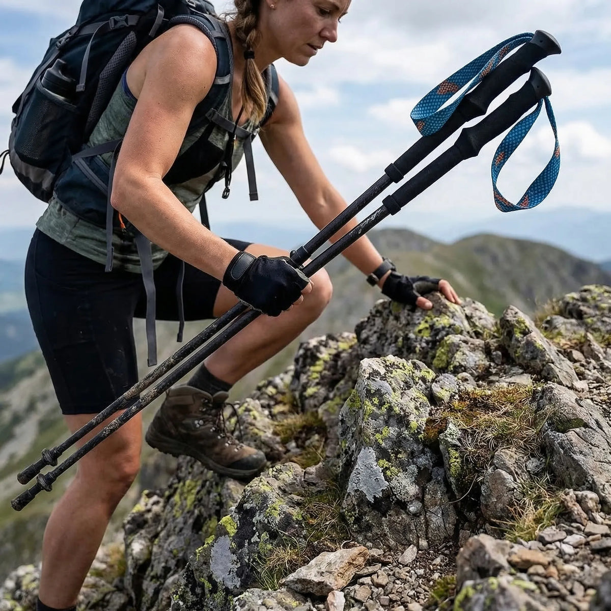 Opvouwbare carbon trekkingstok