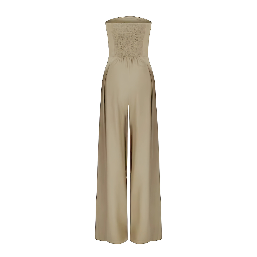 Mouwloze jumpsuit met wijde pijpen en korseteffect