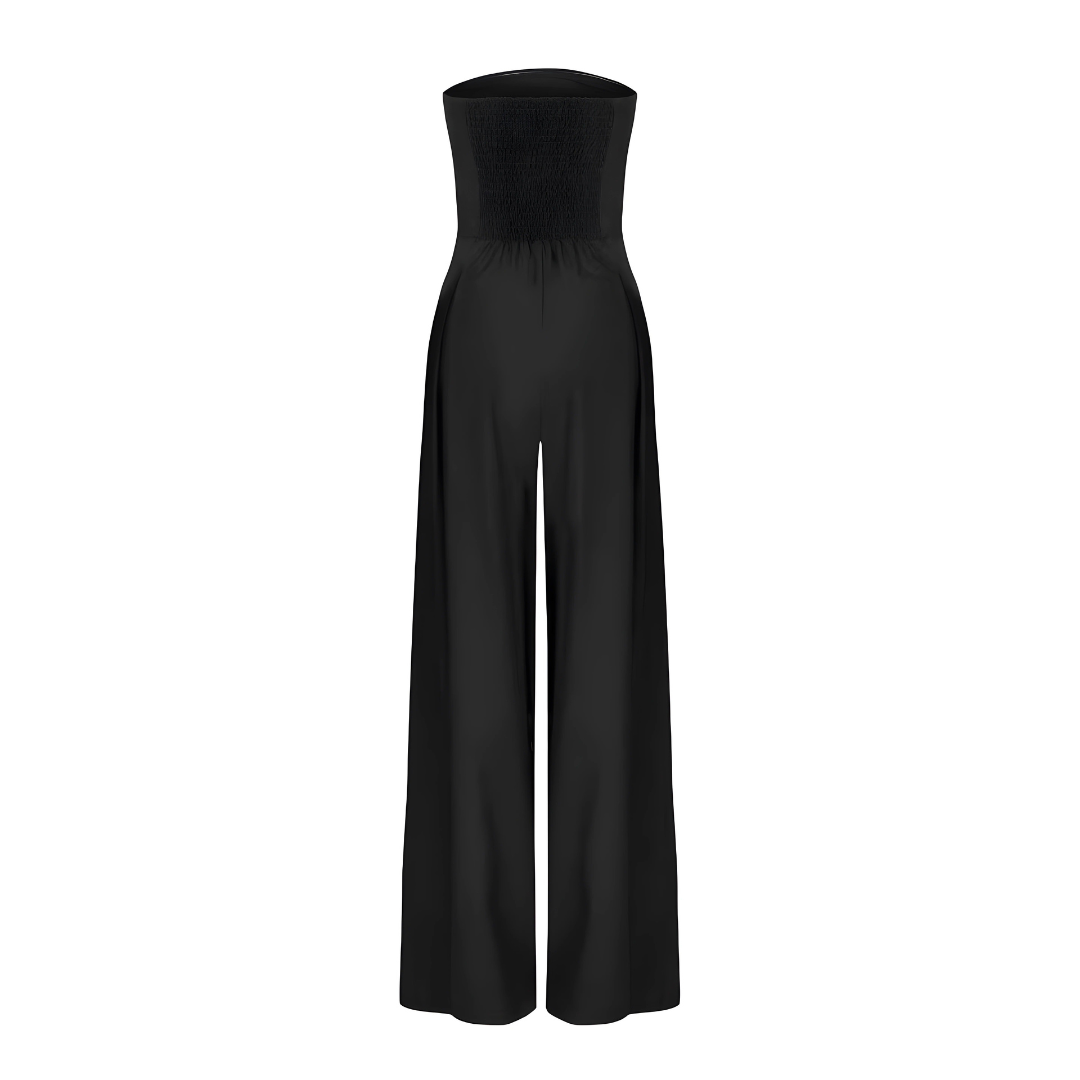 Mouwloze jumpsuit met wijde pijpen en korseteffect