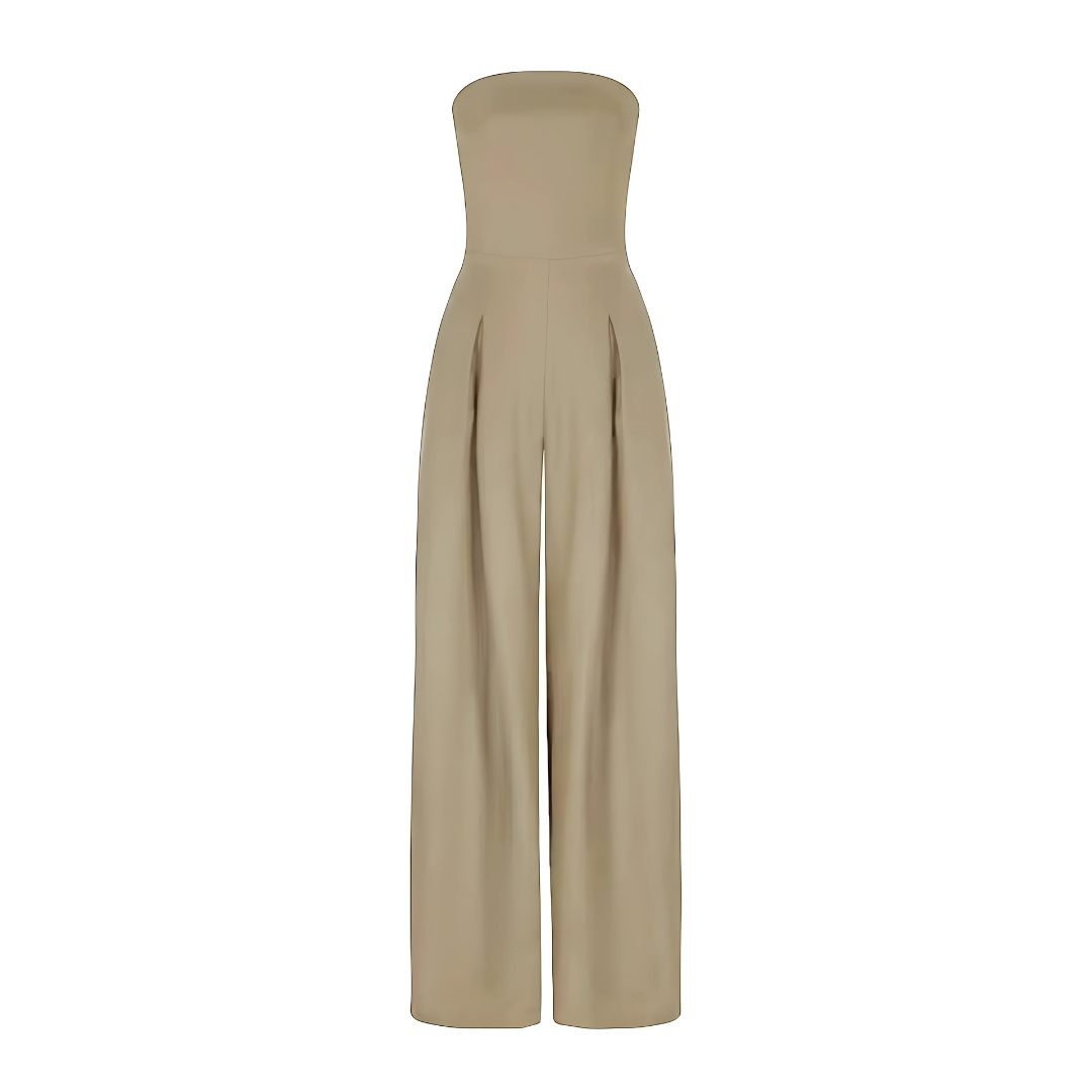 Mouwloze jumpsuit met wijde pijpen en korseteffect