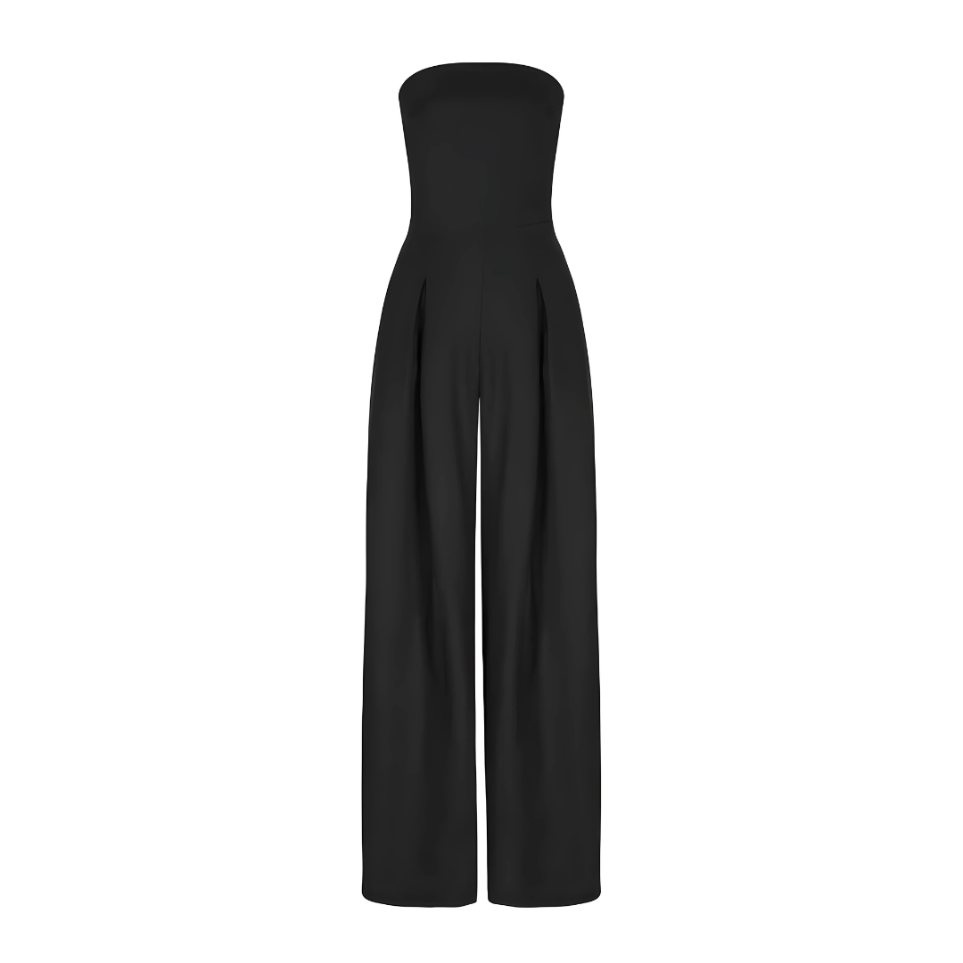 Mouwloze jumpsuit met wijde pijpen en korseteffect