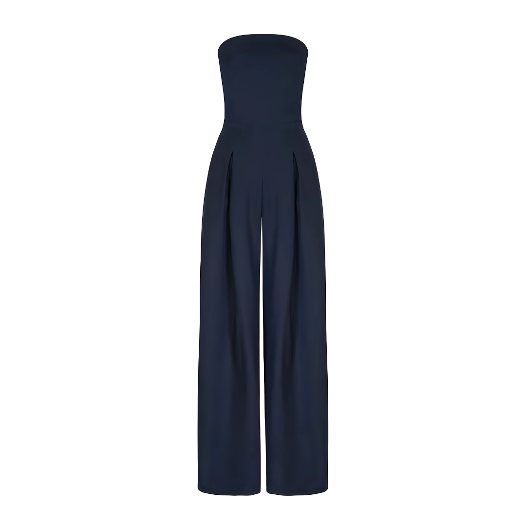 Mouwloze jumpsuit met wijde pijpen en korseteffect