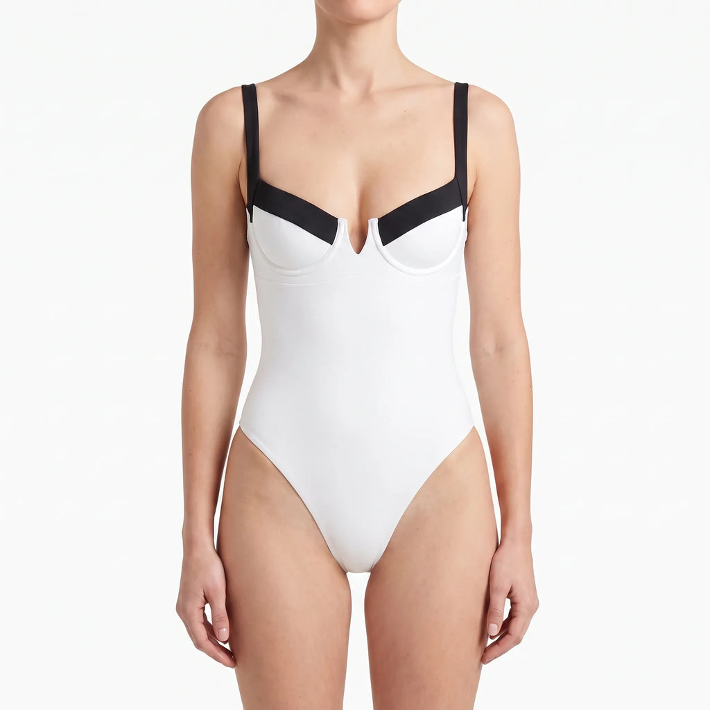 Kleurblok bandeau strandbody