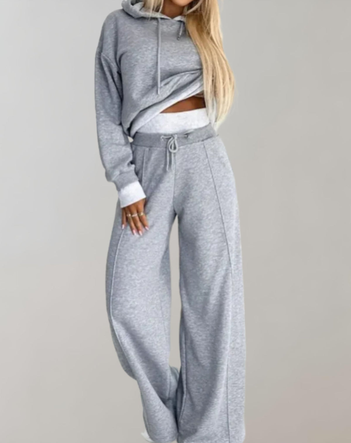 Angèle | Tweedelig damestrainingspak met hoodie en wijde broek