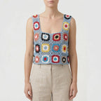 Gehaakte mouwloze croptop