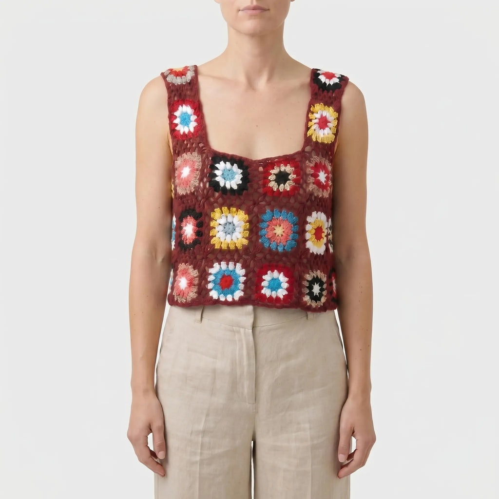 Gehaakte mouwloze croptop