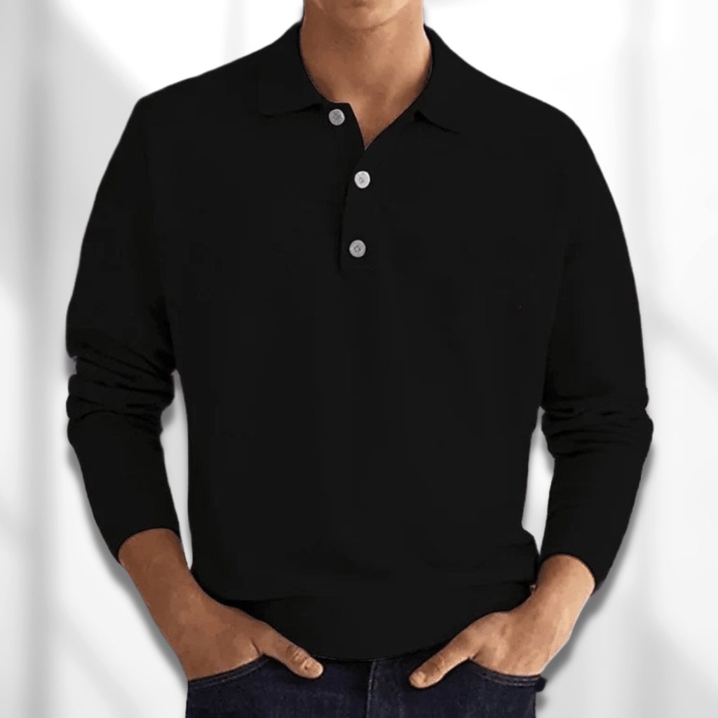 Fit heren polo met lange mouwen — afbeelding 2