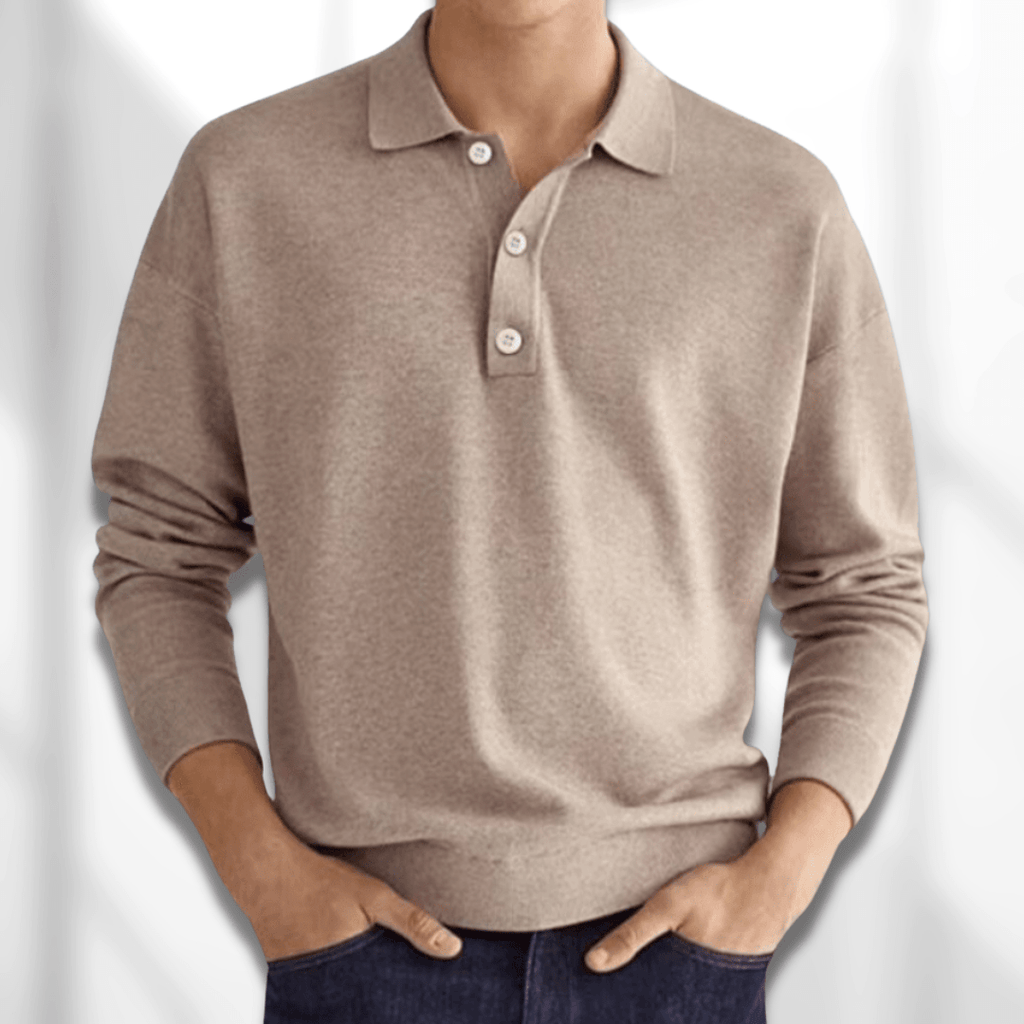Fit heren polo met lange mouwen