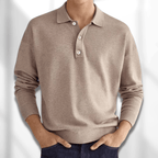 Fit heren polo met lange mouwen