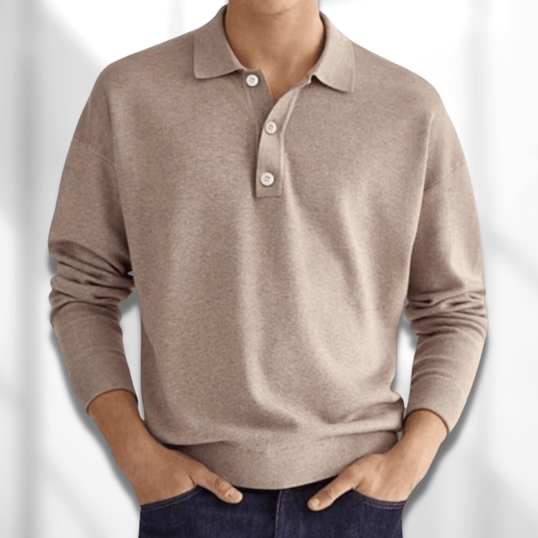 Fit heren polo met lange mouwen
