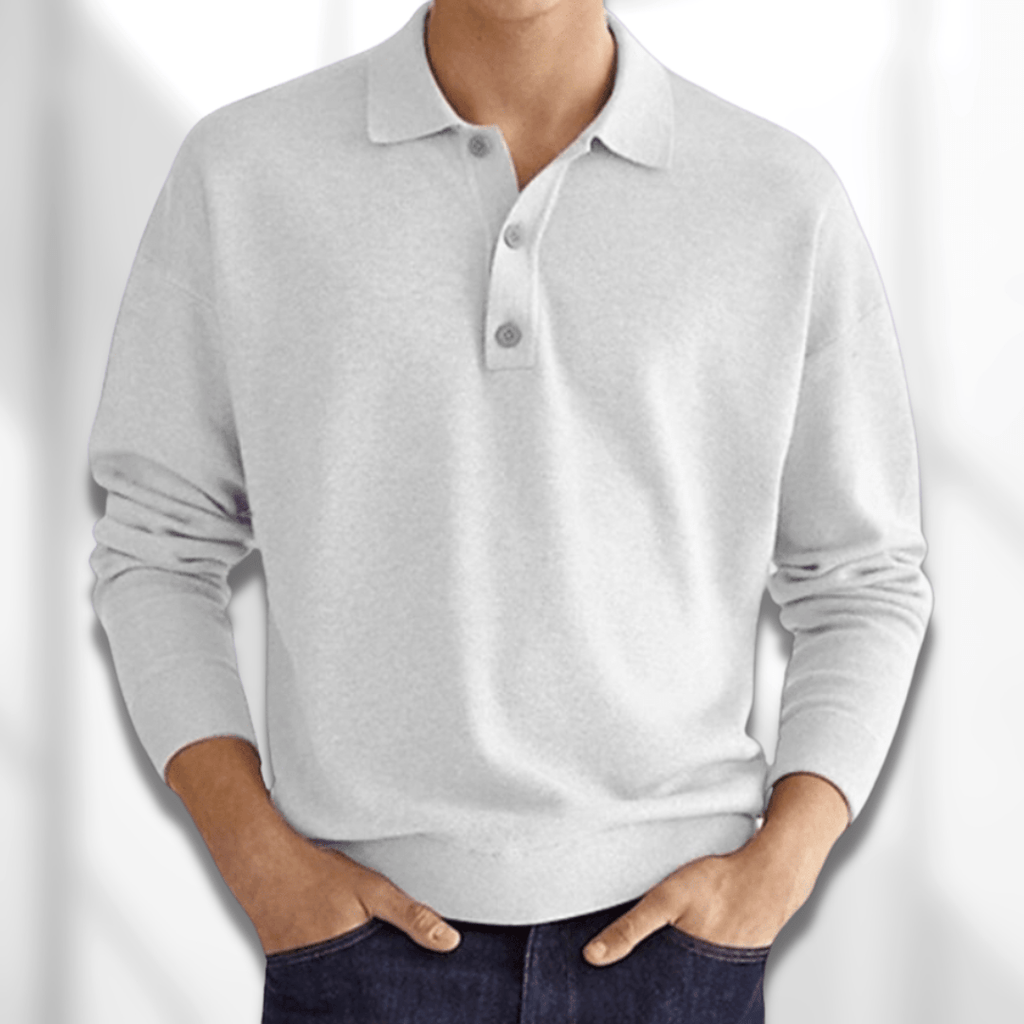 Fit heren polo met lange mouwen — afbeelding 11