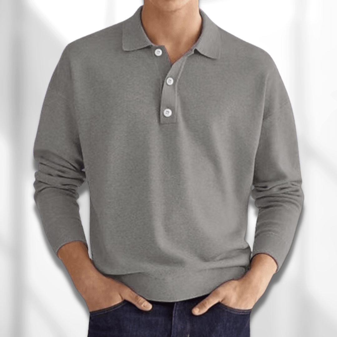 Fit heren polo met lange mouwen