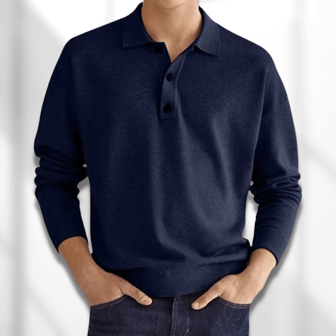 Fit heren polo met lange mouwen