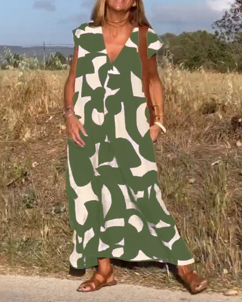 V-Hals maxi jurk met print