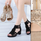 Modieuze dames wedgesandalen met strass en rits