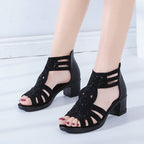 Modieuze dames wedgesandalen met strass en rits