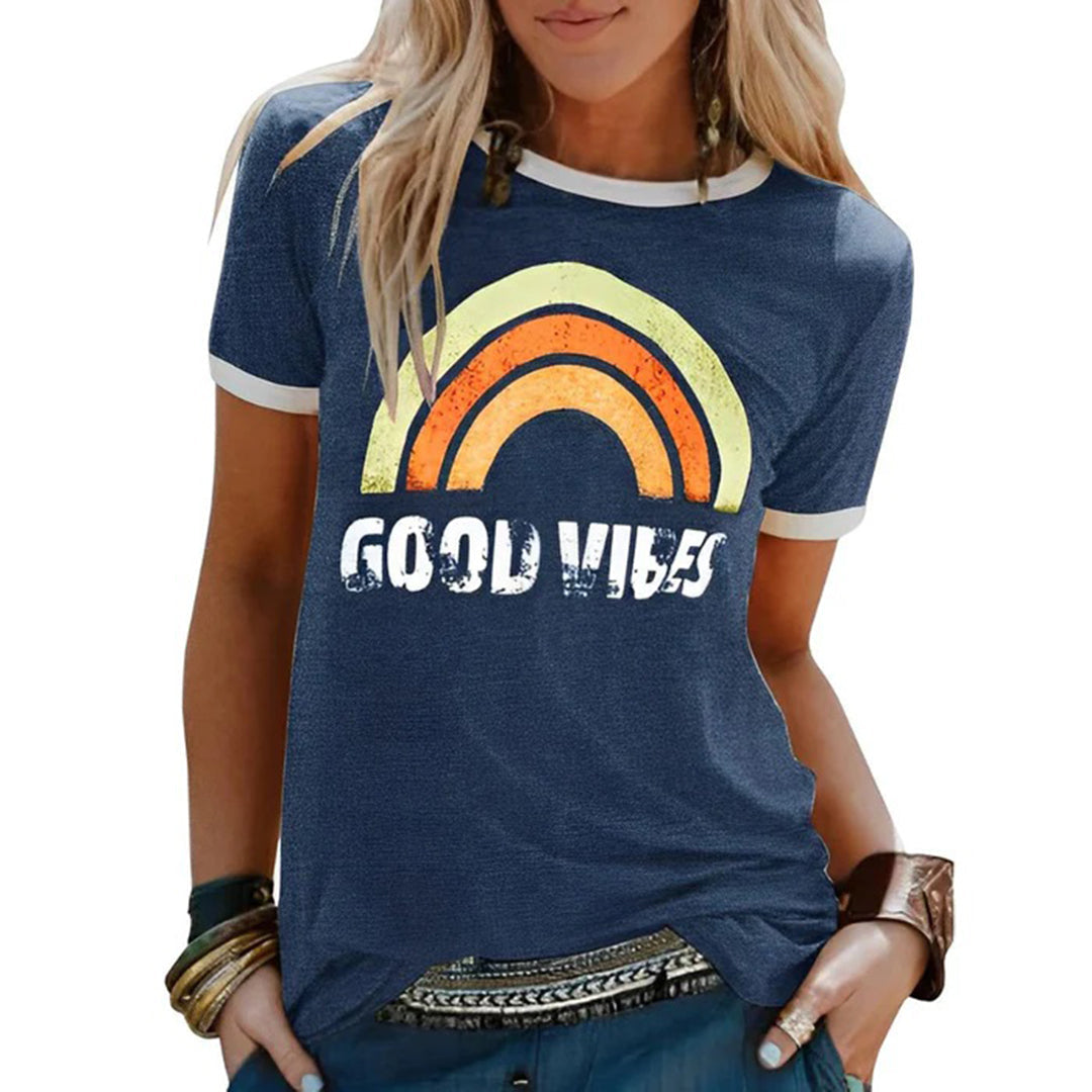 Losvallend T-shirt met kleurrijk grafisch patroon