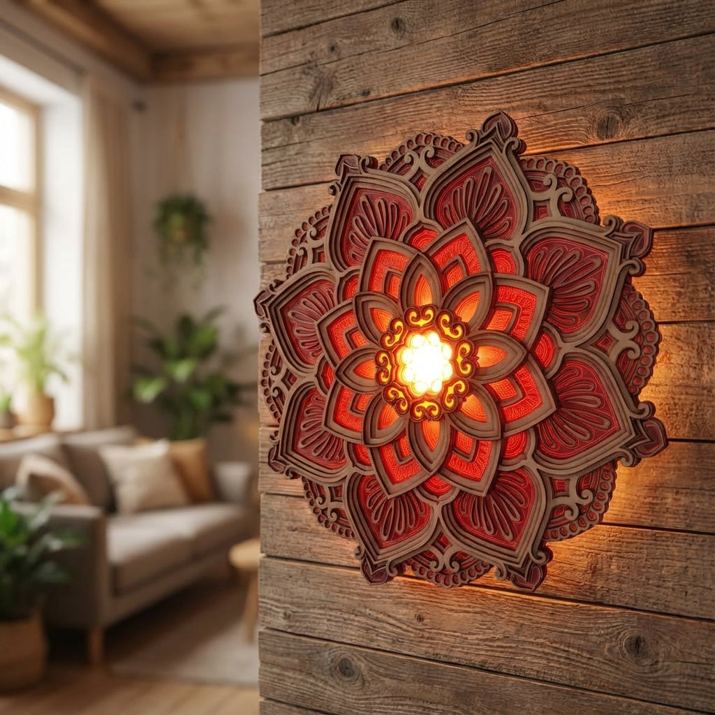 Decoratieve wand-mandala-lamp