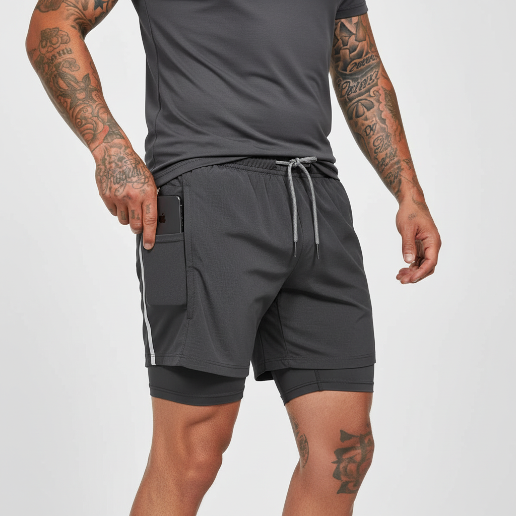 Dubbel design voor hardloopshorts