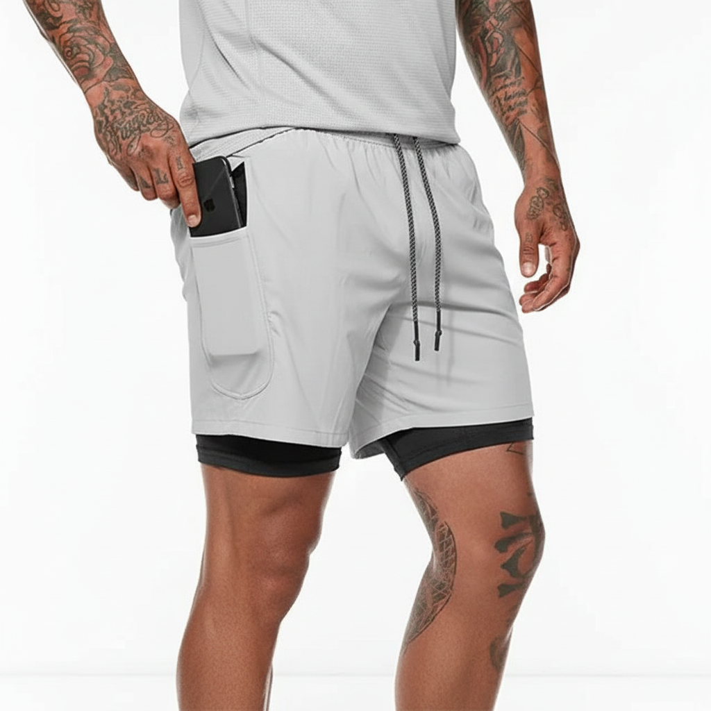 Dubbel design voor hardloopshorts