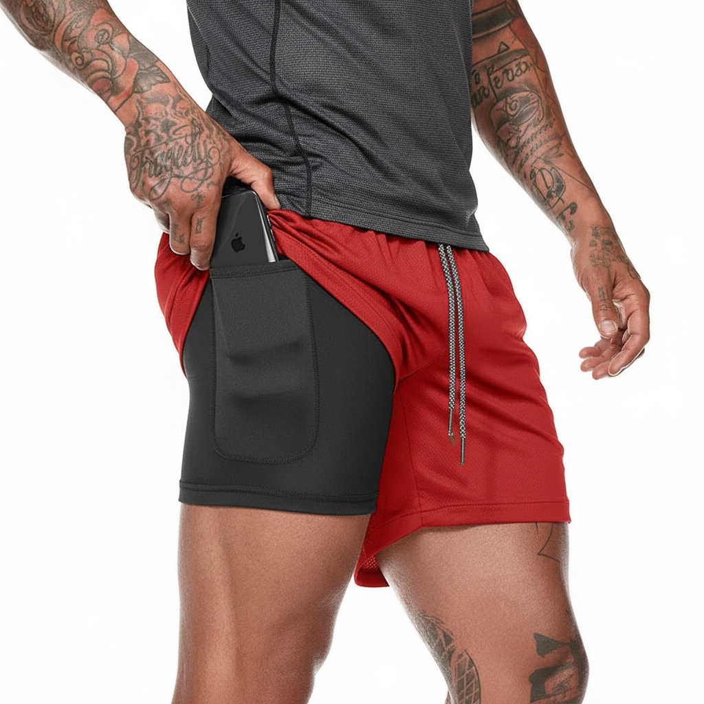 Dubbel design voor hardloopshorts