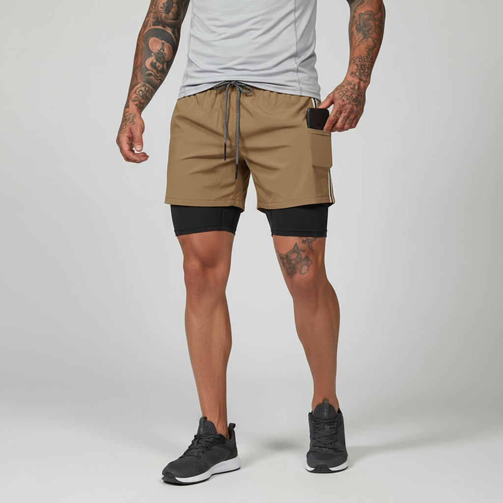 Dubbel design voor hardloopshorts