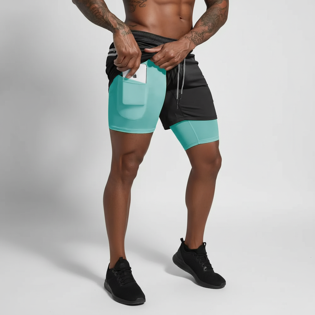 Dubbel design voor hardloopshorts