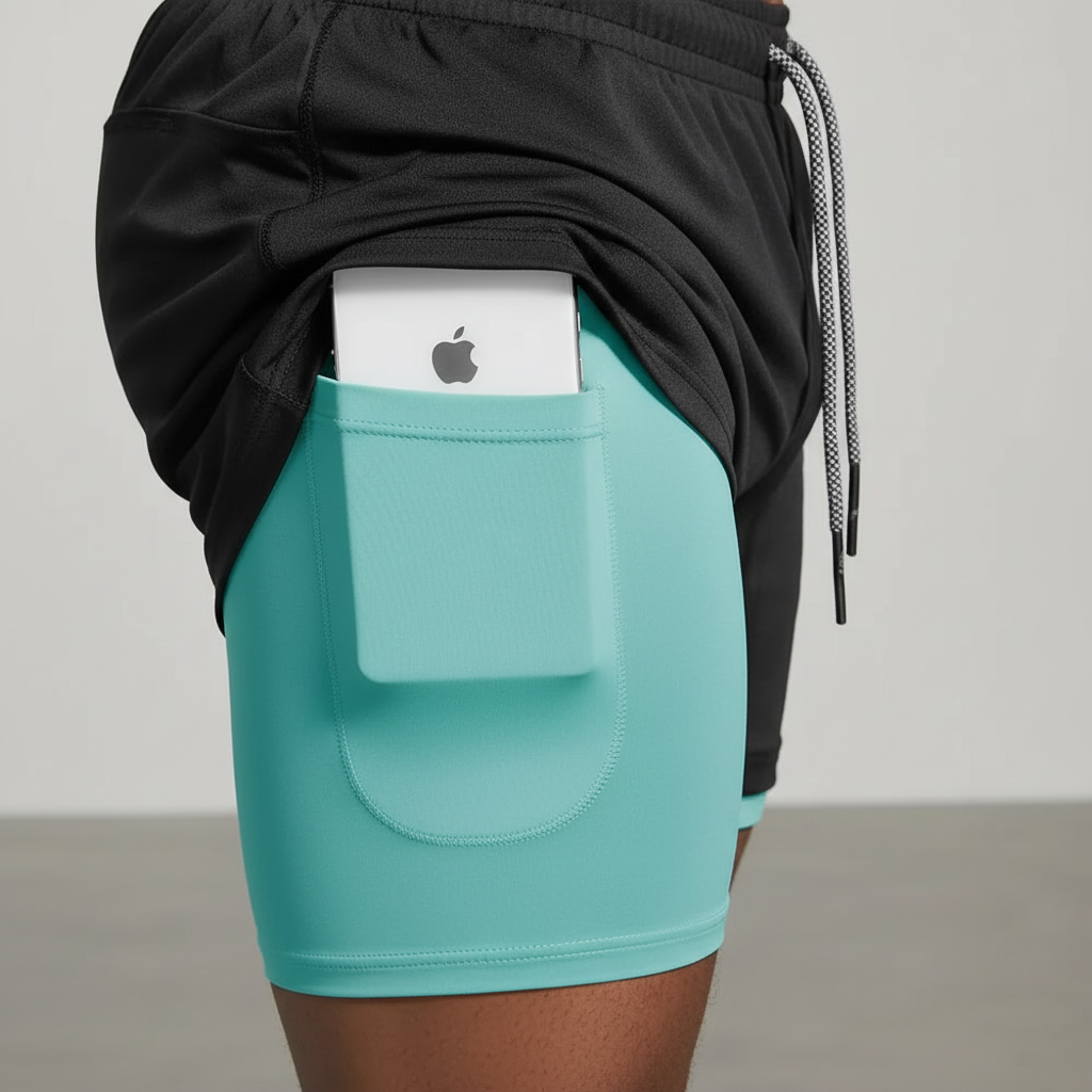 Dubbel design voor hardloopshorts