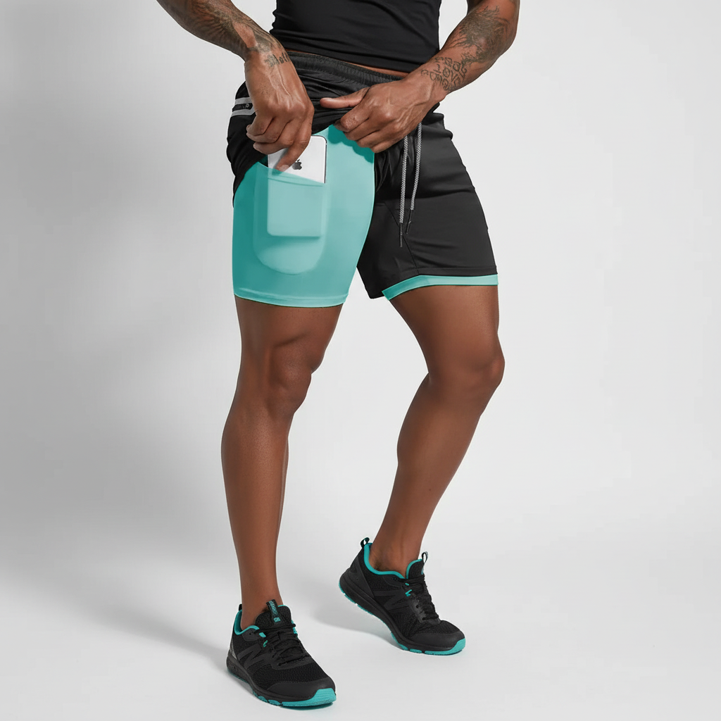 Dubbel design voor hardloopshorts