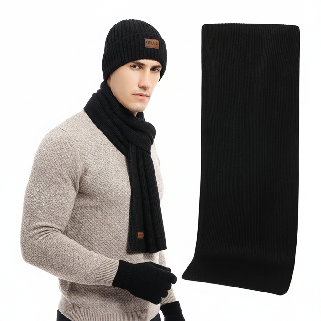 Drieledig gebreid winteraccessoire set