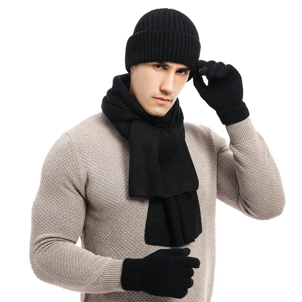 Drieledig gebreid winteraccessoire set
