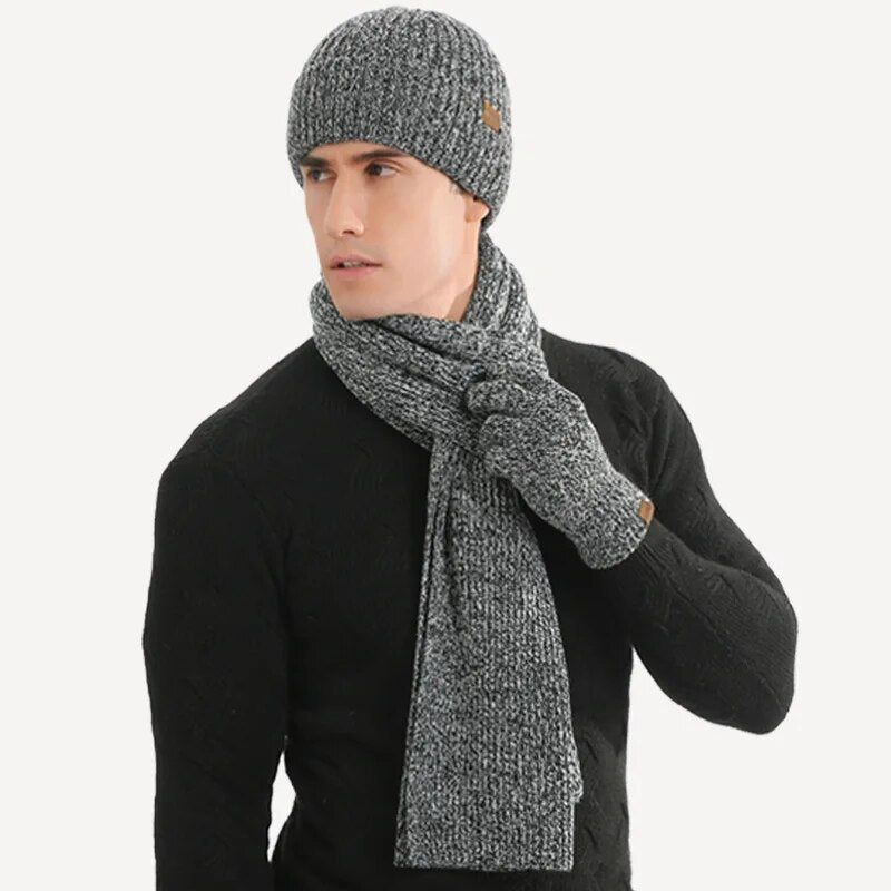 Drieledig gebreid winteraccessoire set