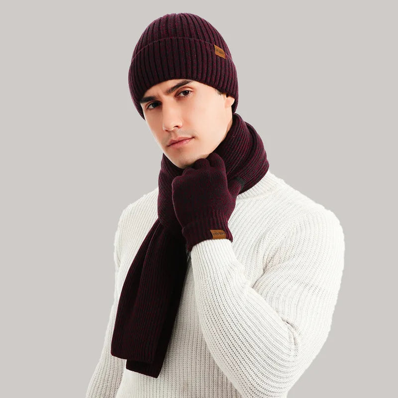 Drieledig gebreid winteraccessoire set