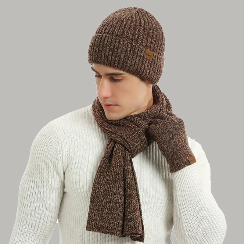 Drieledig gebreid winteraccessoire set