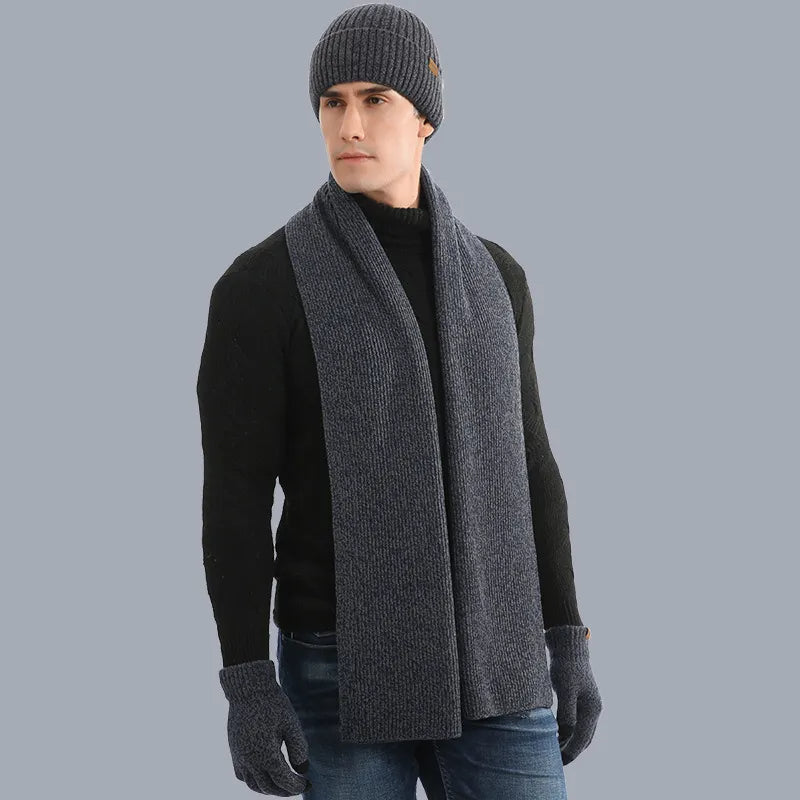 Drieledig gebreid winteraccessoire set