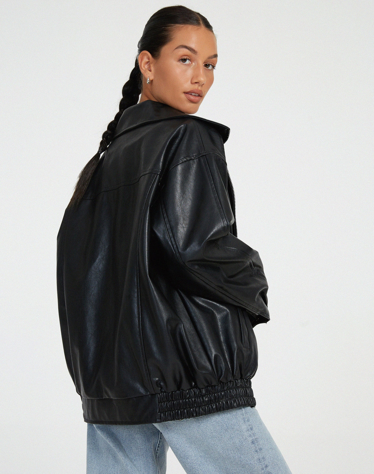 Oversized los leren damesjasje