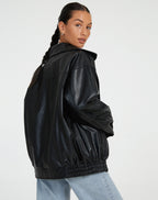 Oversized los leren damesjasje