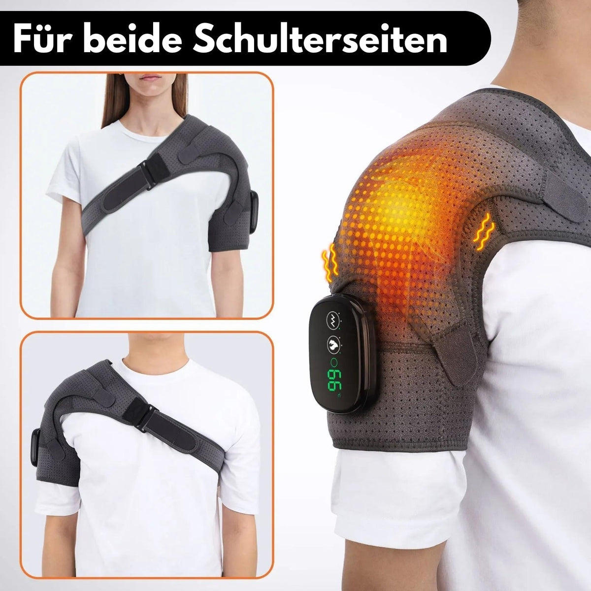 Draagbaar schoudermassageapparaat met warmtetherapie
