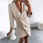 Open voorzijde blazer – sexy formele kantoorjas met riem