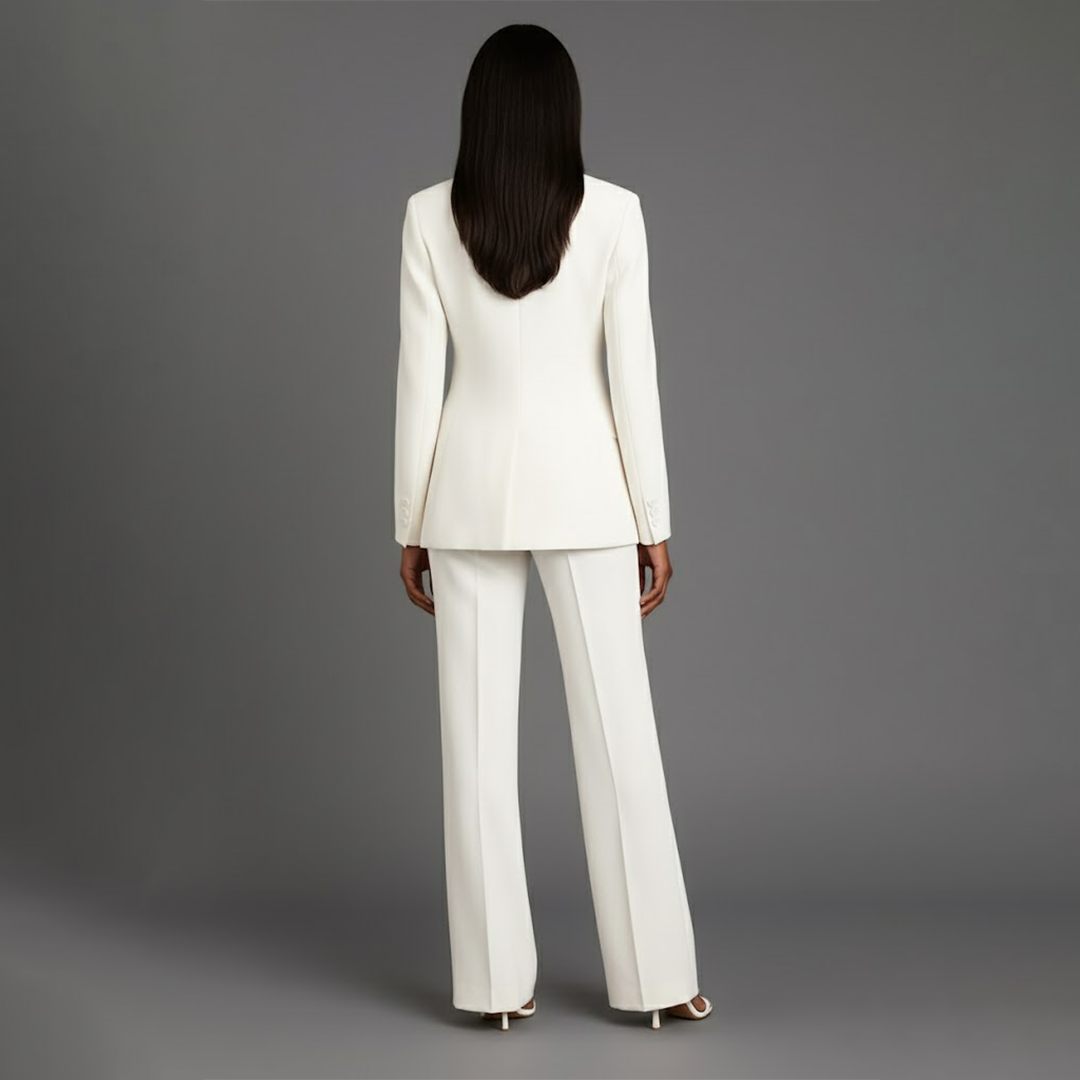 Elly | Damespak met lange getailleerde blazer en slanke broek